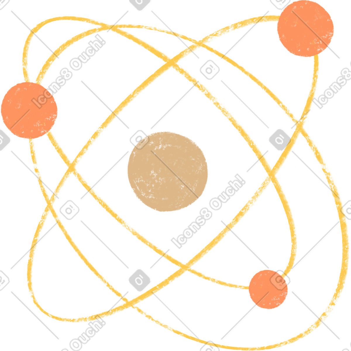 Illustration Atoms around the nucleus dans le style Chalky à télécharger aux formats PNG, SVG