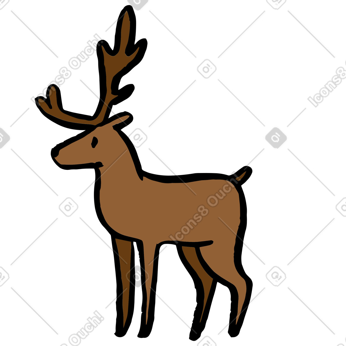 Male deer stag with horns illustration in Scandi style download in PNG, SVG