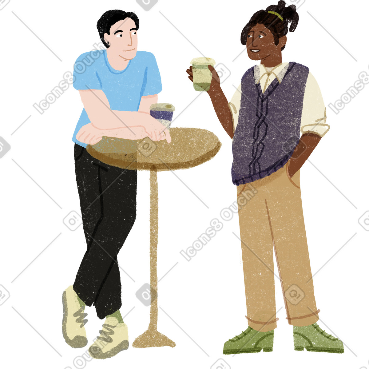Ilustração de Amigos tomando café em uma cafeteria no estilo Public para baixar PNG, SVG