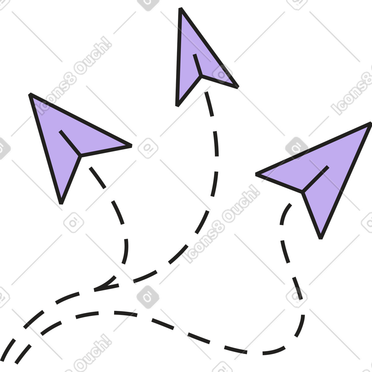 Three outgoing aircraft messages illustration in Dazzle style download in PNG, SVG