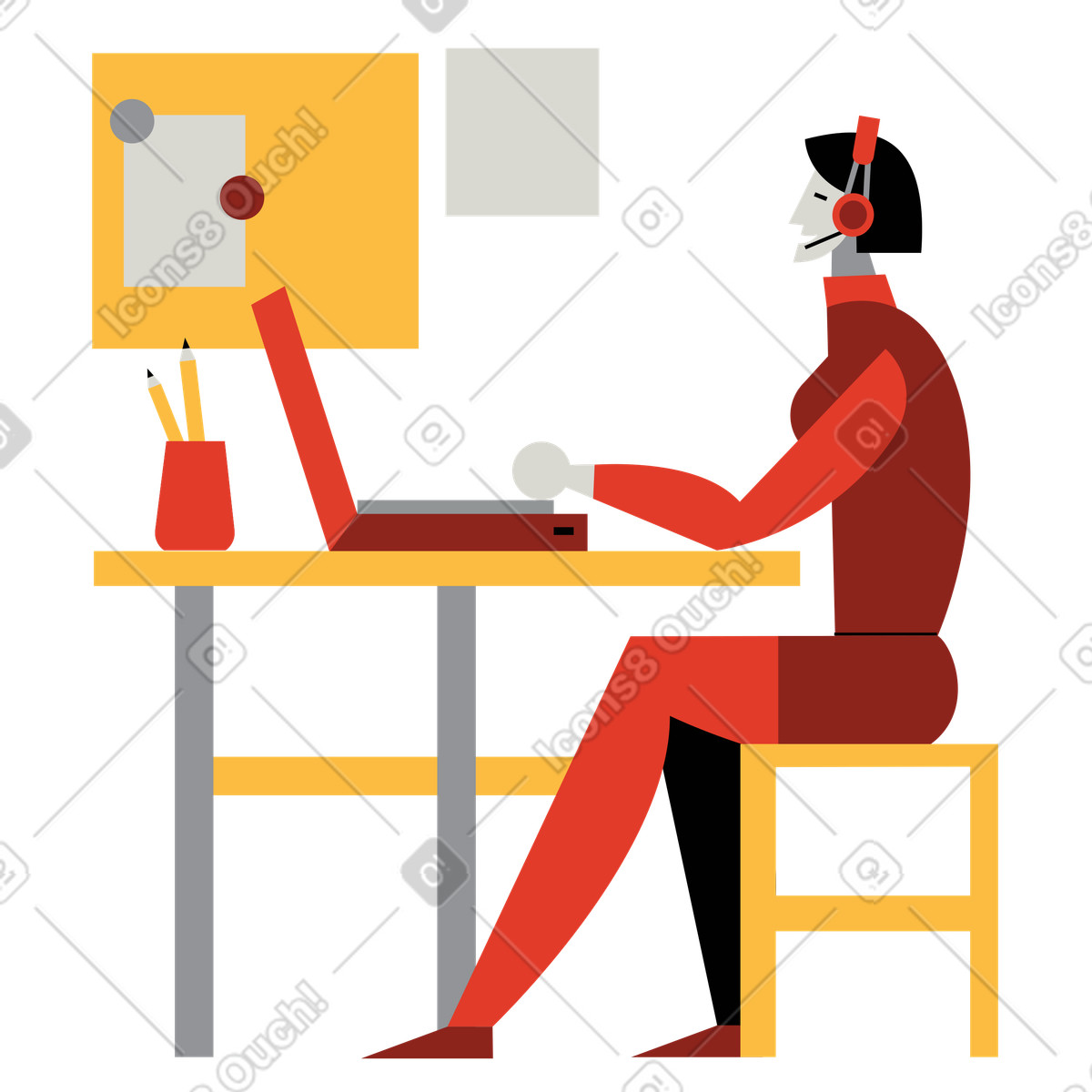 Support-spezialist im büro-Illustration Burgundy-Stil als Download in PNG, SVG