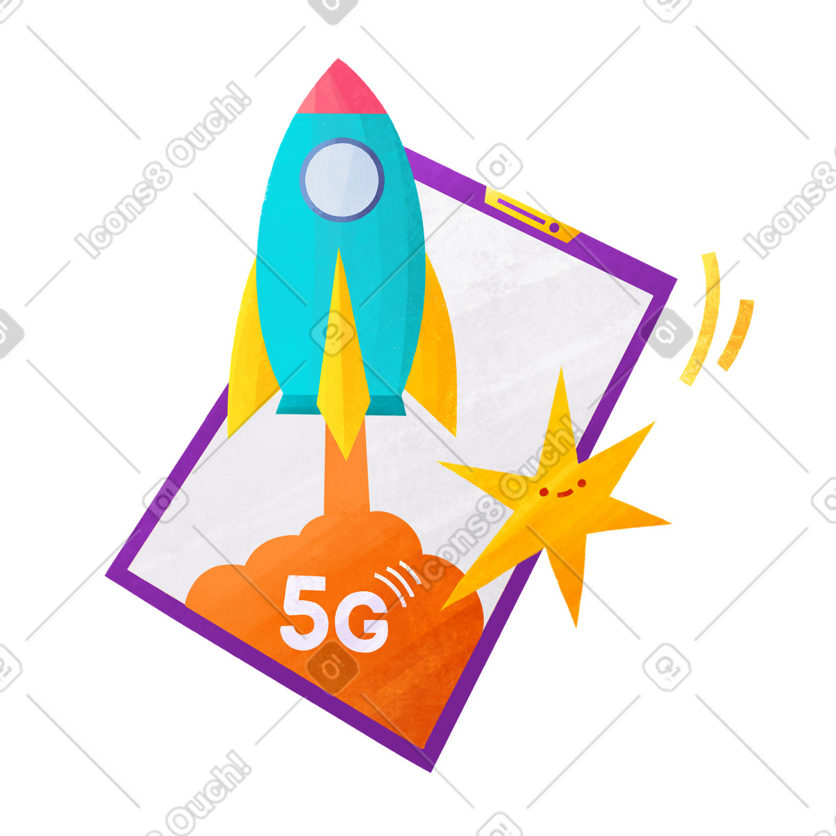 Bonbon スタイルの 5g モバイル インターネットはロケットのようなものです のイラストをPNG、SVG形式でダウンロード