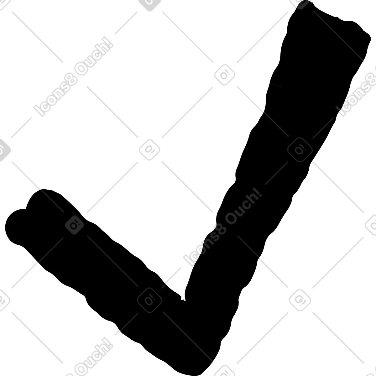 Checkmark bold curved tick symbol for approval and confirmation-Illustration im Black Chalk-Stil als Download in PNG, SVG
