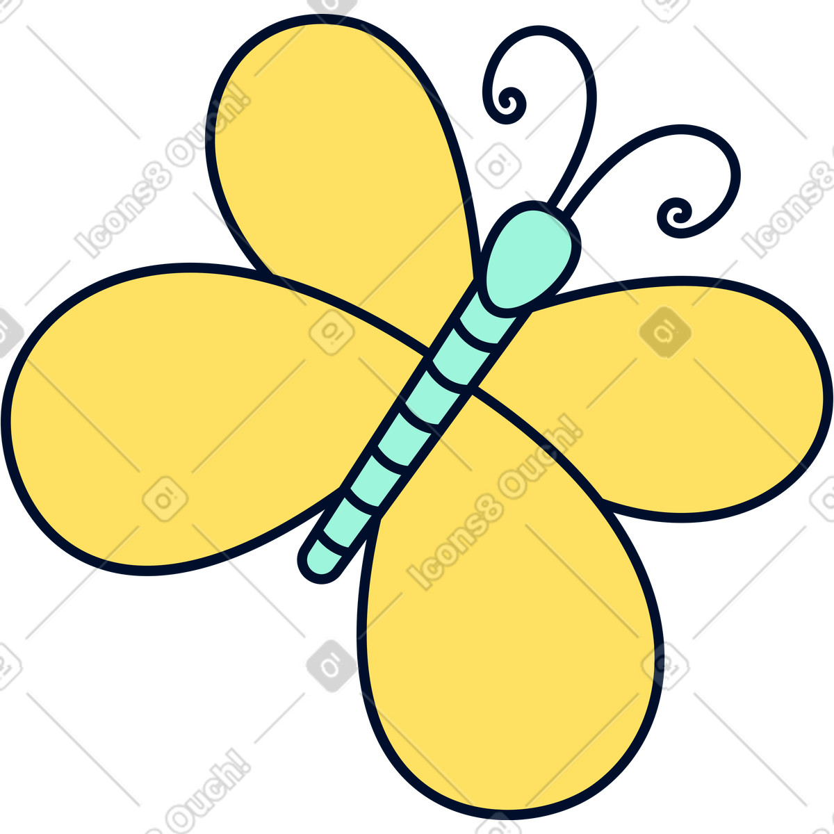 Schmetterling-Illustration im Teal-Stil als Download in PNG, SVG