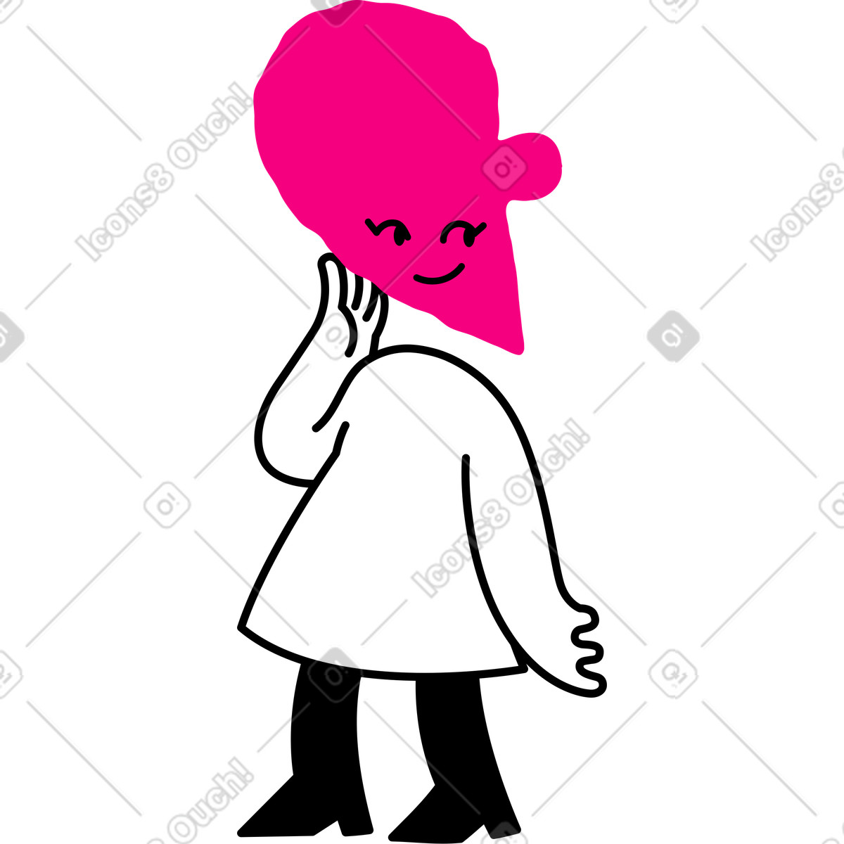 Weibliche figur mit einem halben herzkopf-Illustration im Giggle-Stil als Download in PNG, SVG