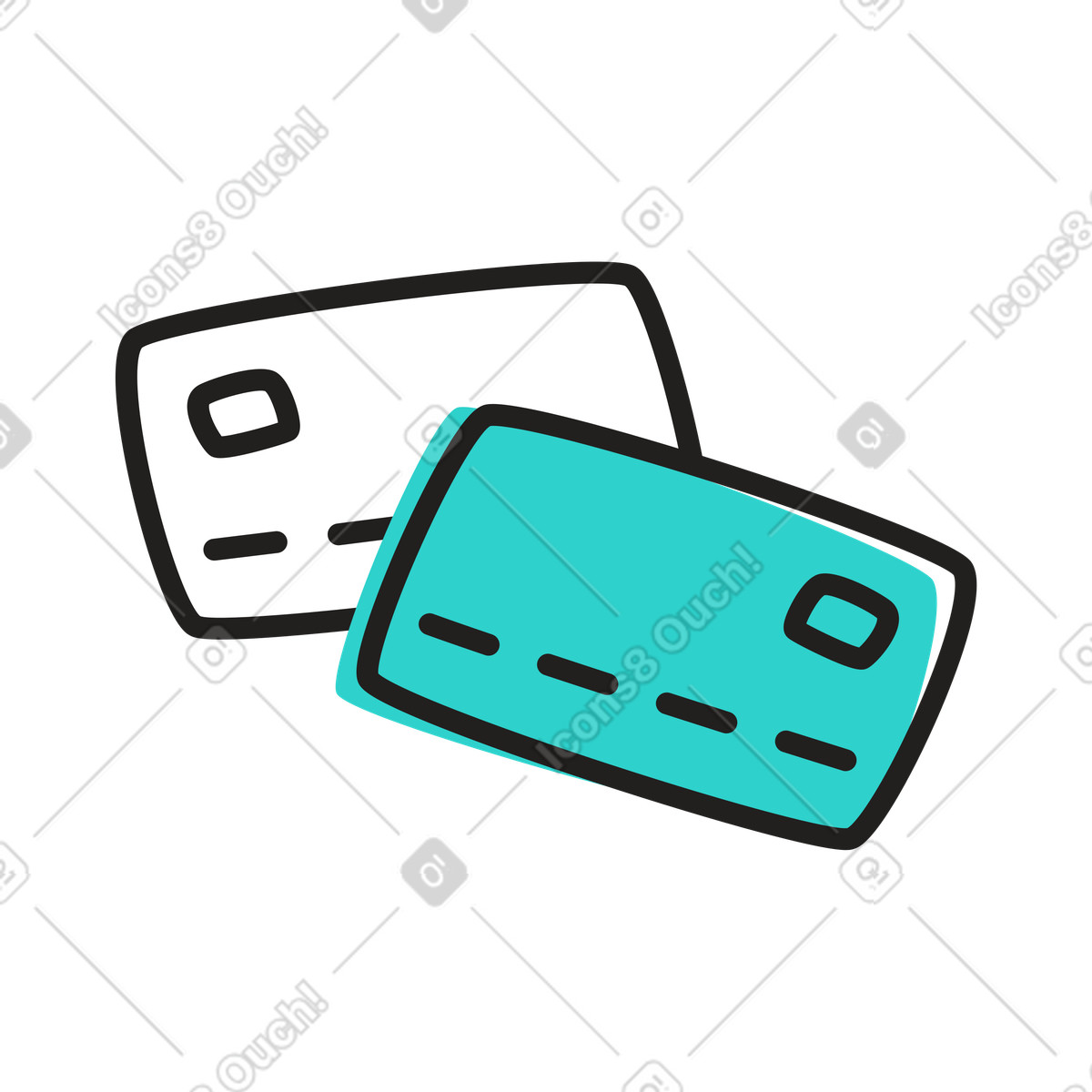 Ilustración Pair of plastic bank cards en estilo Little a descargar en PNG y SVG