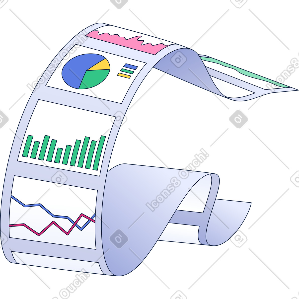Long sheet of charts illustration in Neat style download in PNG, SVG