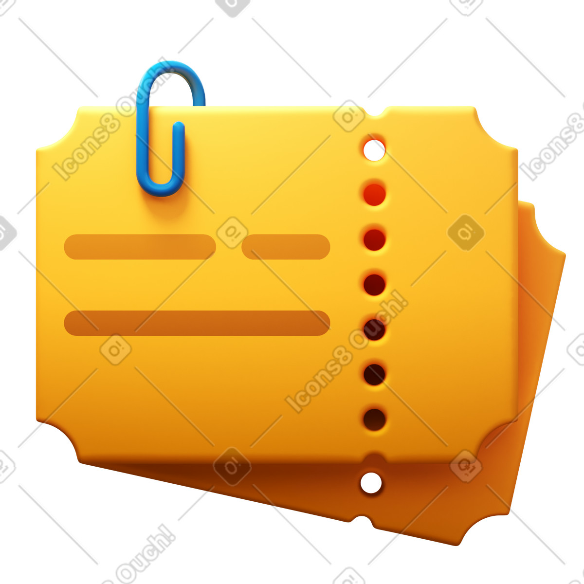 Ilustração de Bilhetes com clipe papel em no estilo 3D Fluency para baixar em PNG, SVG