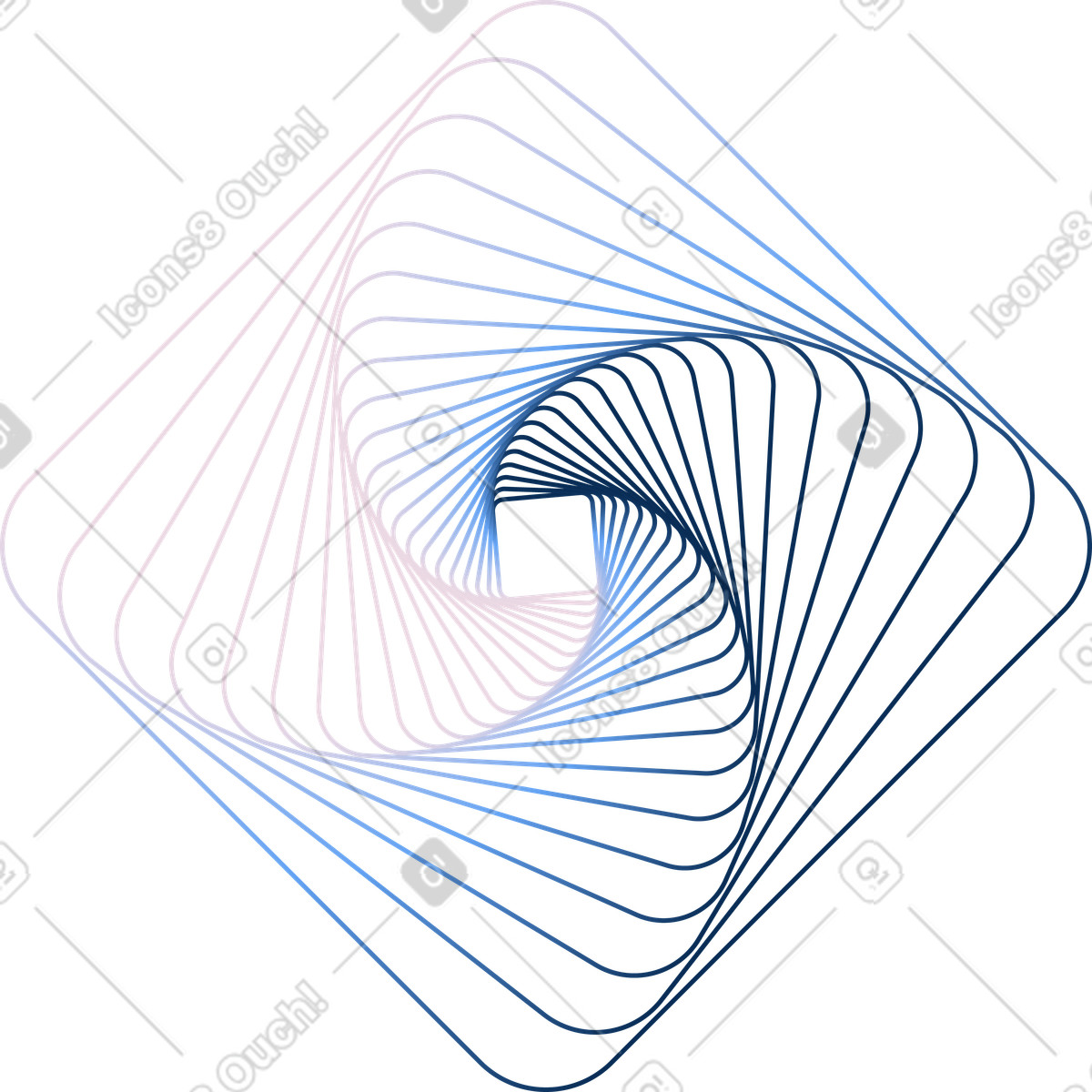 Twisted square geometric shape, transformation process motion illustration in Forms style download in PNG, SVG