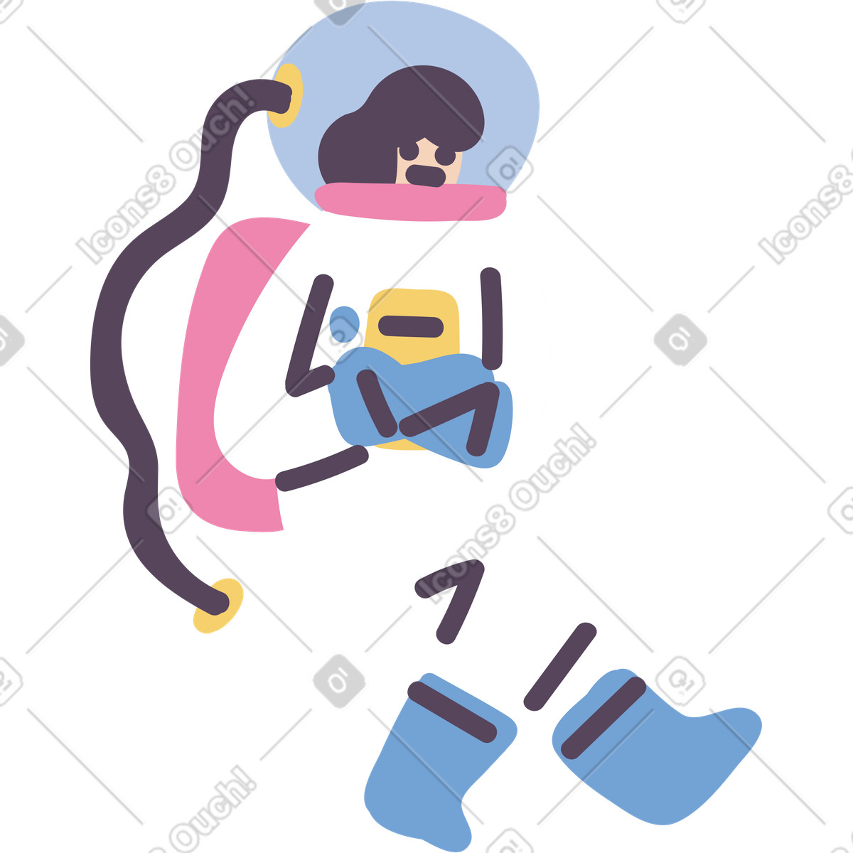 Astronaut illustration in Pluto style download in PNG, SVG