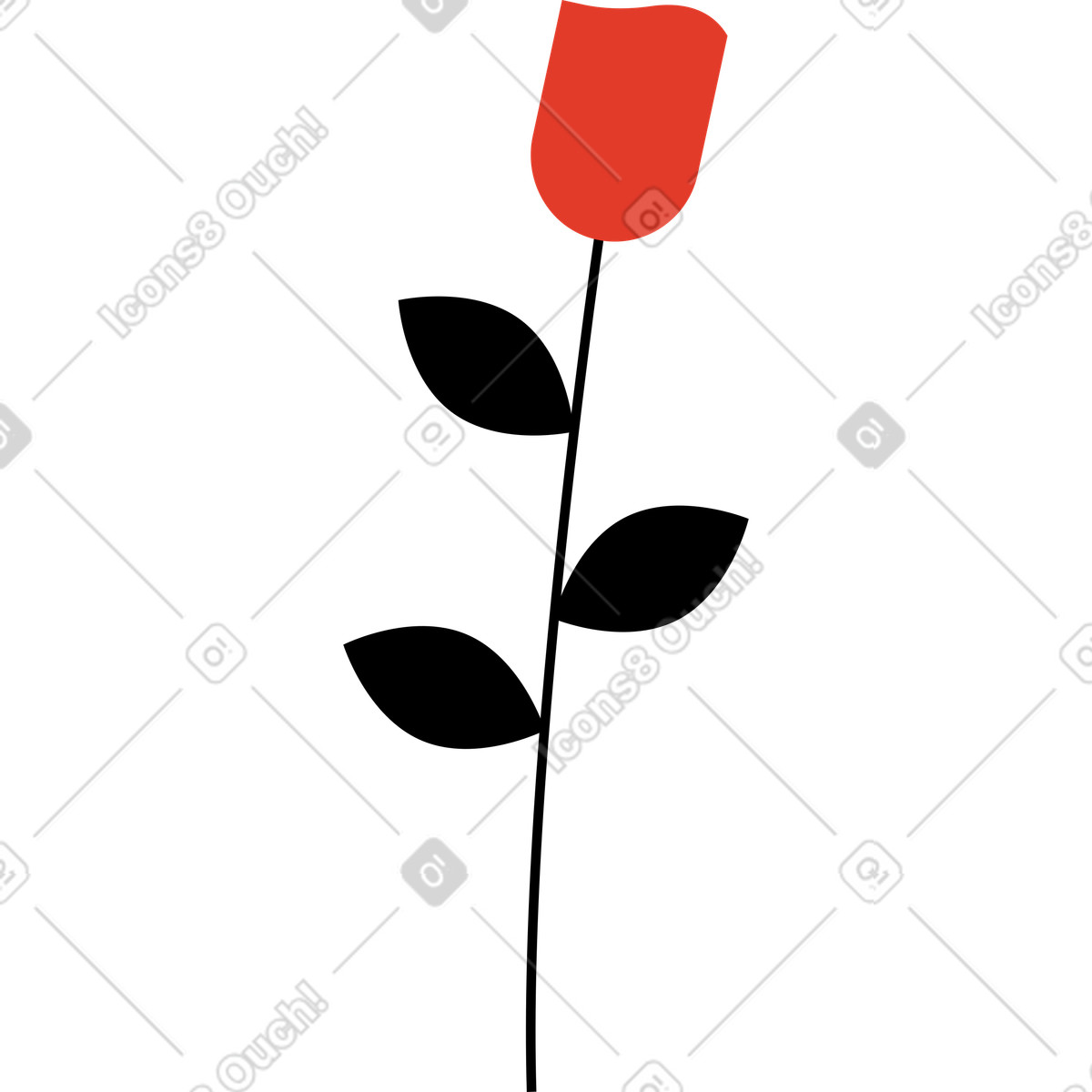 Fiore illustrazione in stile Burgundy scarica in PNG, SVG