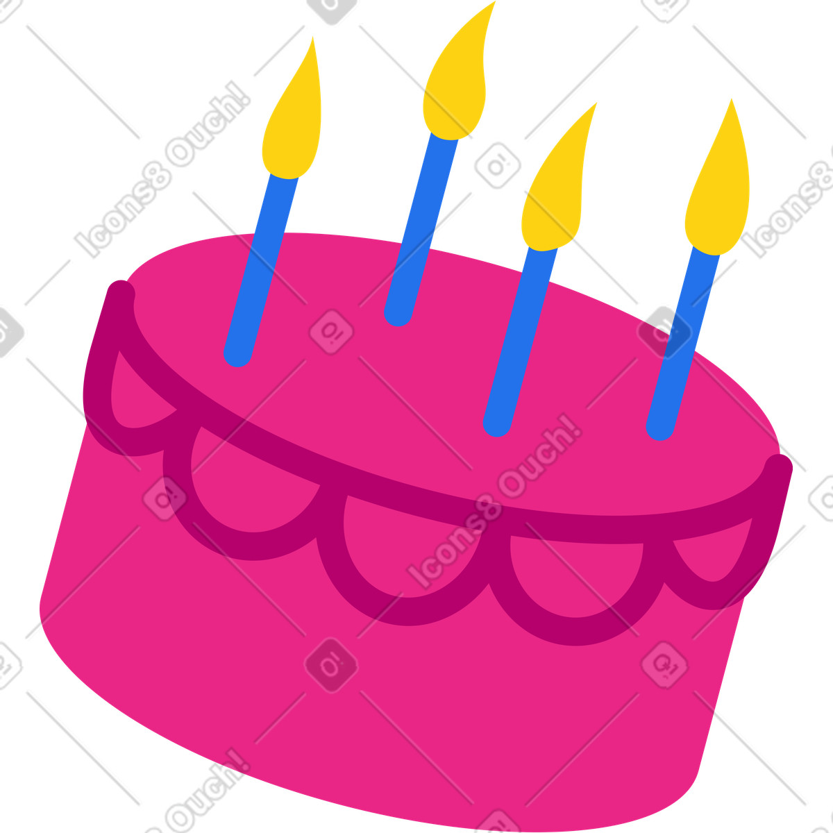 Pink cake with candles illustration in Active style download in PNG, SVG