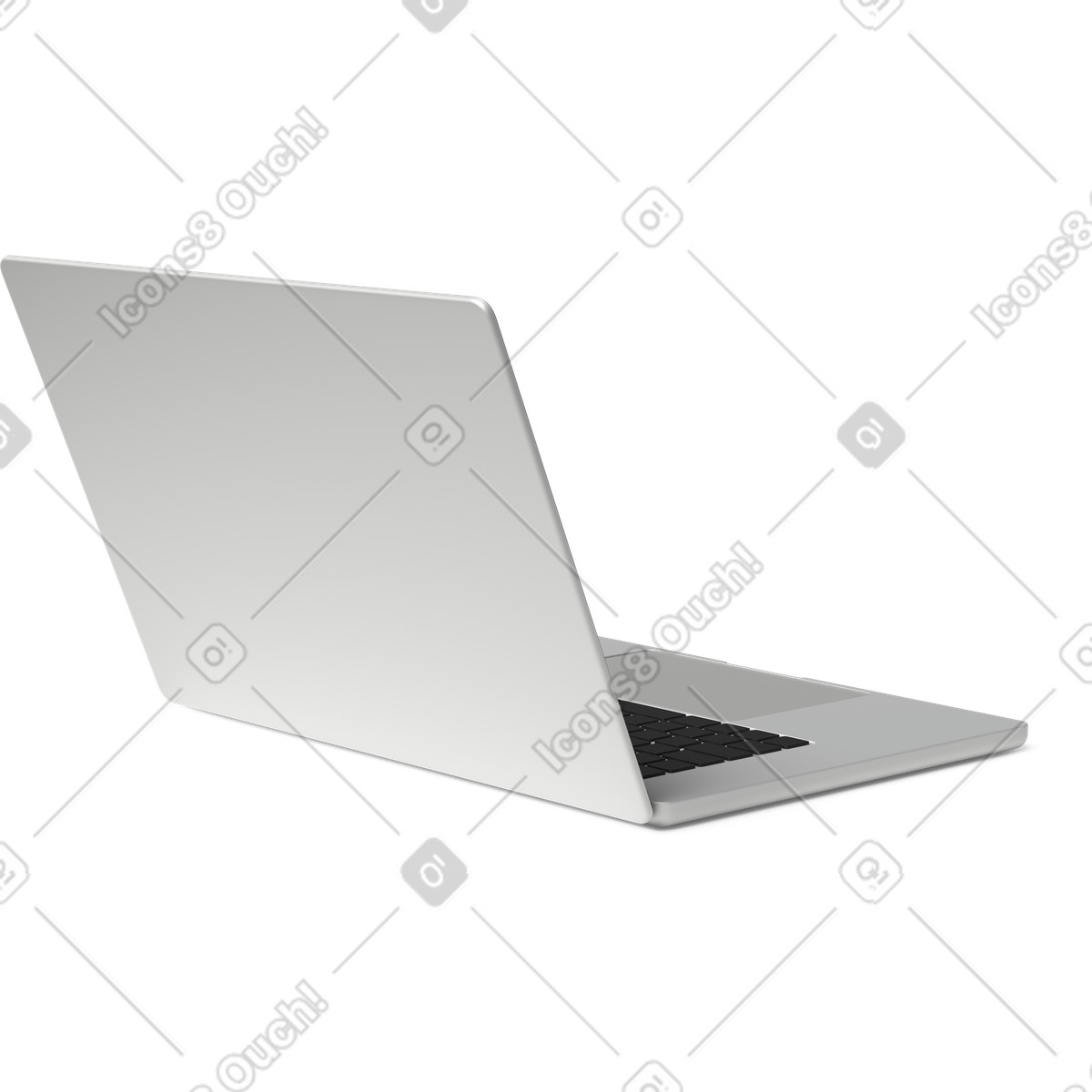Rear view of open laptop illustration in 3D Business style download in PNG, SVG