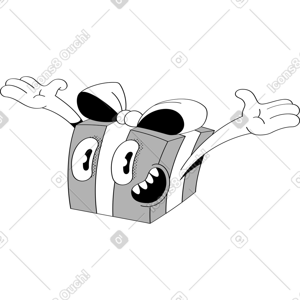 Box mit erhobenen händen-Illustration im Looney-Stil als Download in PNG, SVG