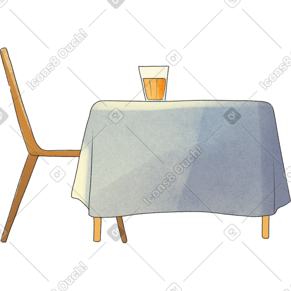 Table with chair illustration in Seasons style download in PNG, SVG