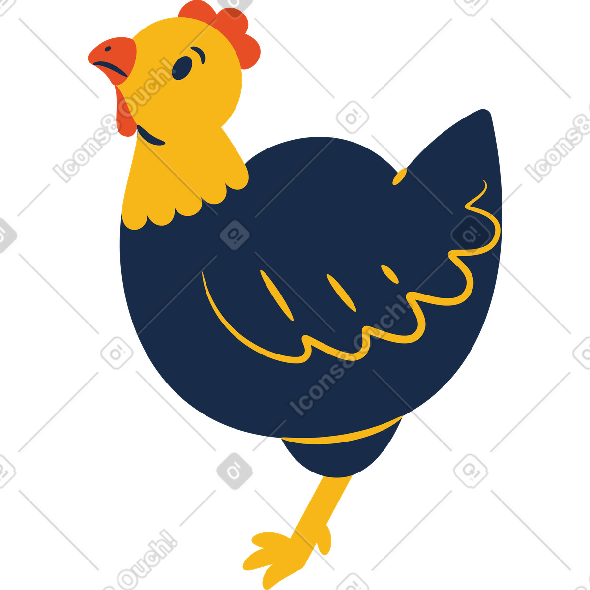 Ilustración Gallina en estilo Flame a descargar en PNG y SVG