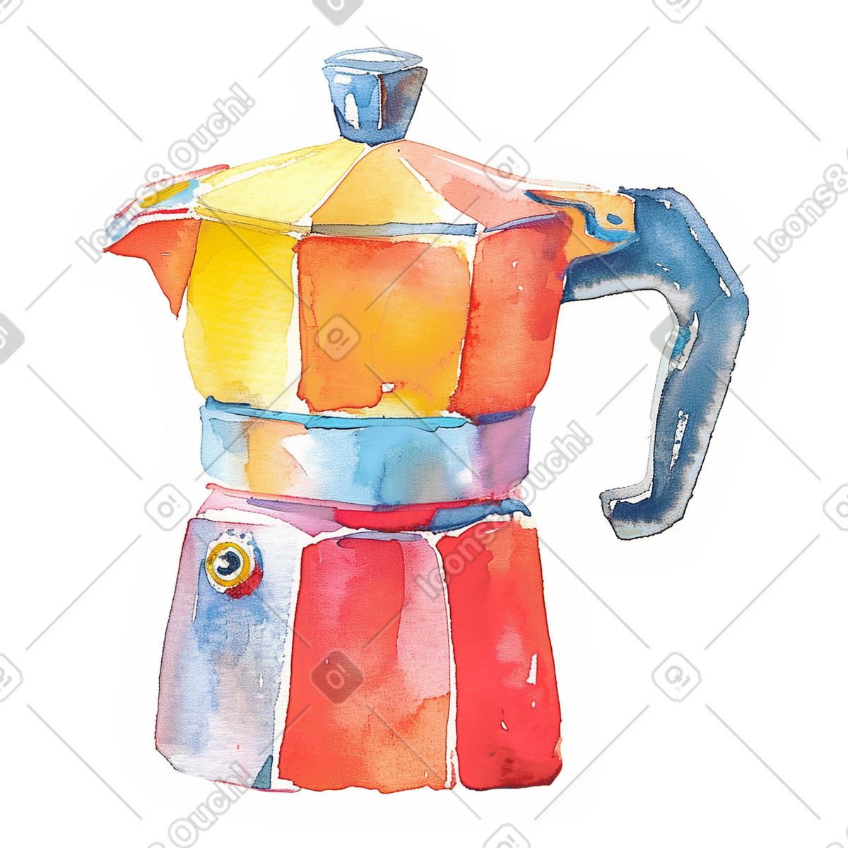 Türkische kaffeekanne aus metall-Illustration im Watercolor-Stil als Download in PNG, SVG