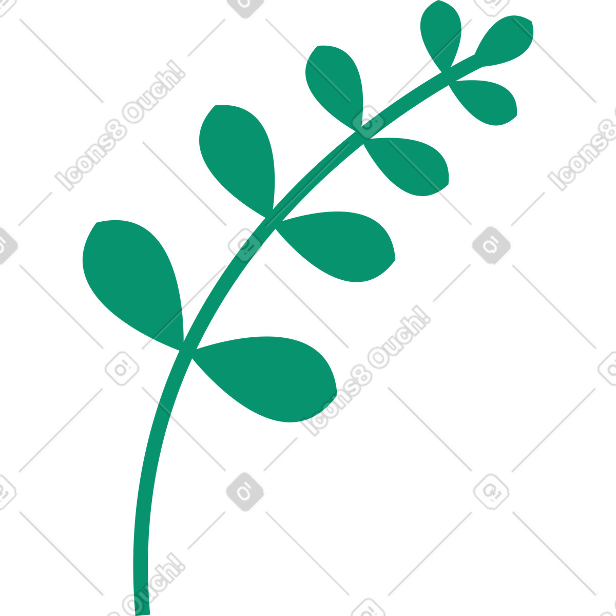 Green plant sprig with curved stem illustration in Spot style download in PNG, SVG