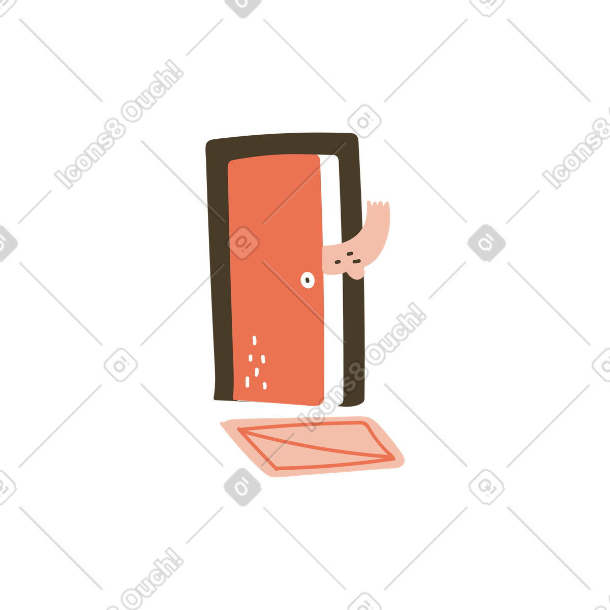 Ilustração de Hand peeking out from behind the door, Sign up or log concept em no estilo Karlsson para baixar em PNG, SVG