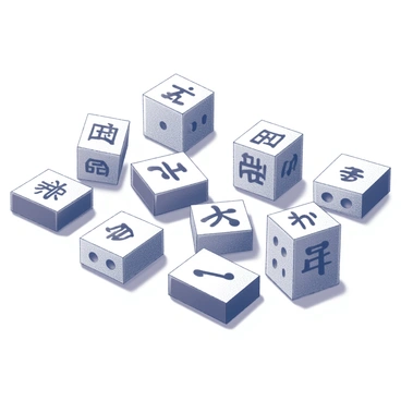 An arrangement of various mahjong tiles laid out on a flat surface. Each tile displays its unique design, featuring intricate patterns and symbols. The tiles are of different shapes and sizes, showcasing the diversity within the game. They are positioned in a way that highlights the details of each design, allowing for a clear view of the characters and artwork on the tiles. The overall composition creates an interesting visual display of this traditional game.