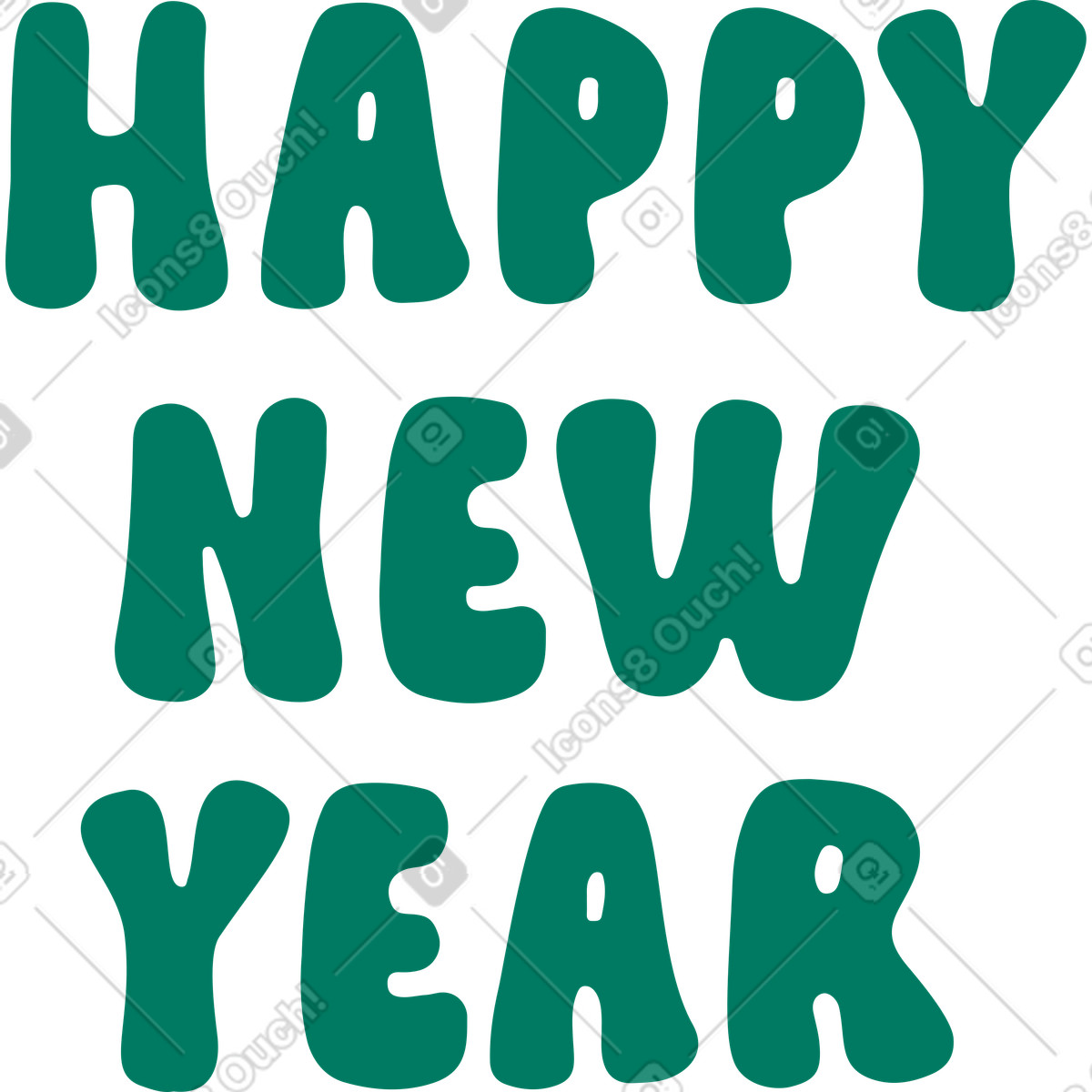 Text happy new year lettering illustration in Active style download in PNG, SVG