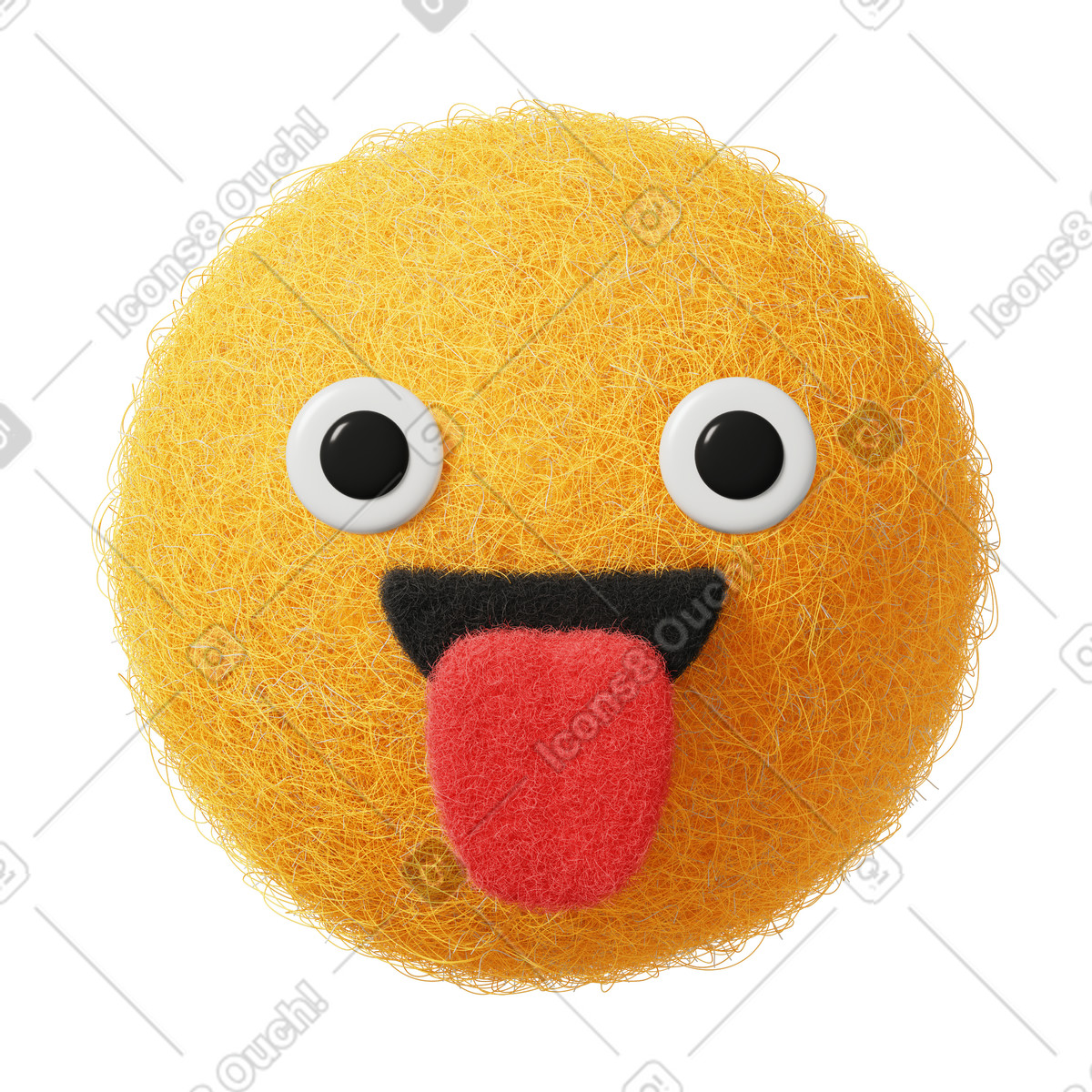 Fuzzy 스타일의 Emoji with tongue 일러스트레이션 PNG, SVG 다운로드
