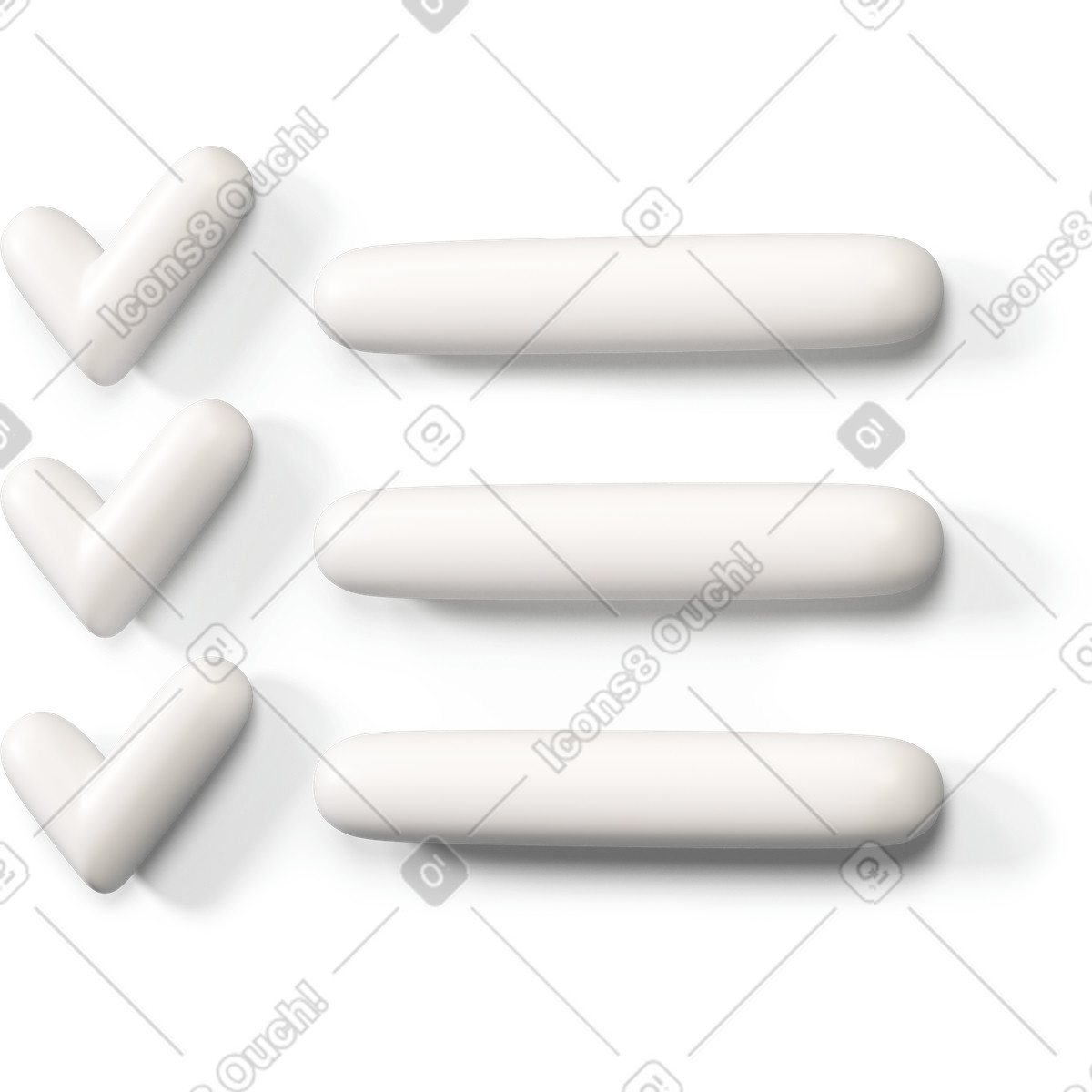 下载 3D Buddy 风格的 已完成刻度的清单向左转 插画，支持 PNG、SVG 格式