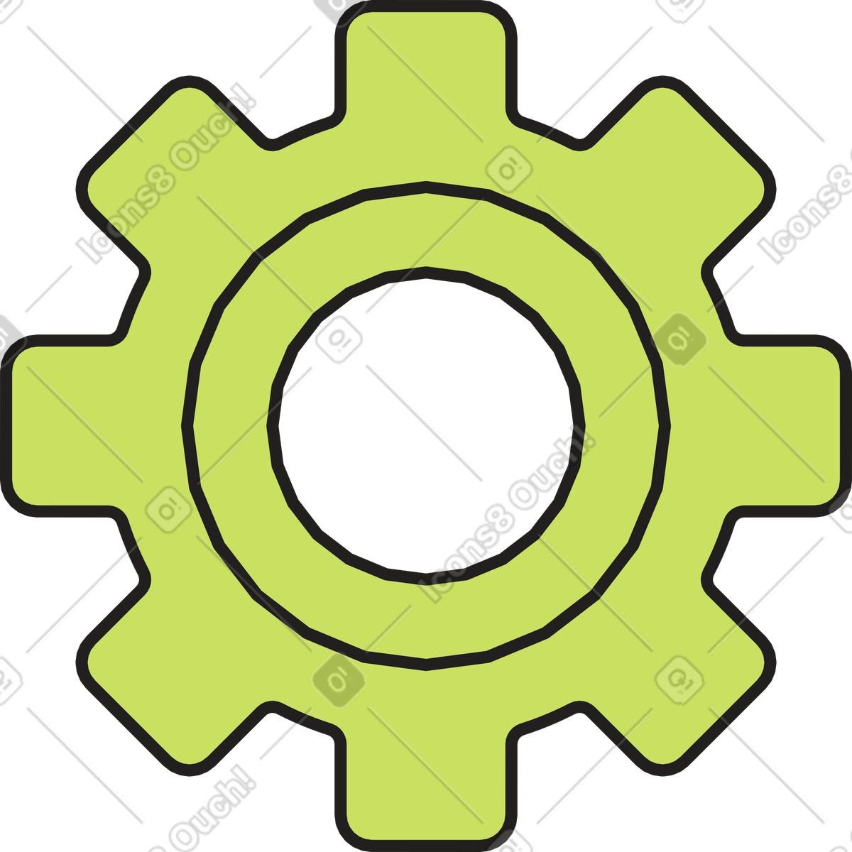 Gear with a line inside illustration in Dazzle style download in PNG, SVG