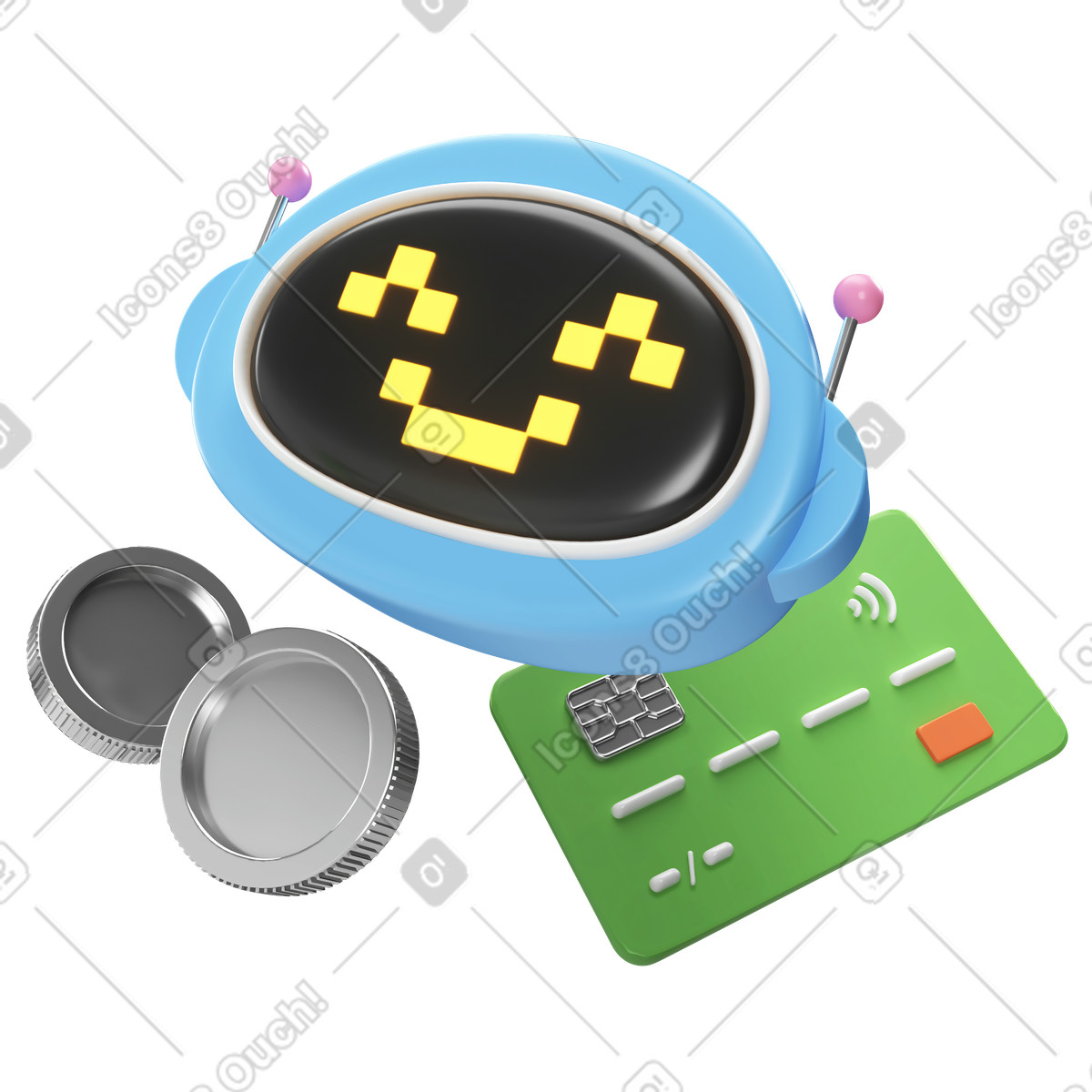 AI bot in digital finance, Automated financial services illustration 3D Corporate style download PNG, SVG