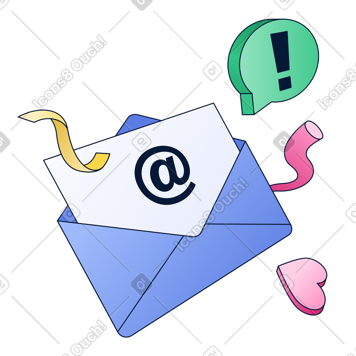 New email received in open envelope illustration Neat style download PNG, SVG