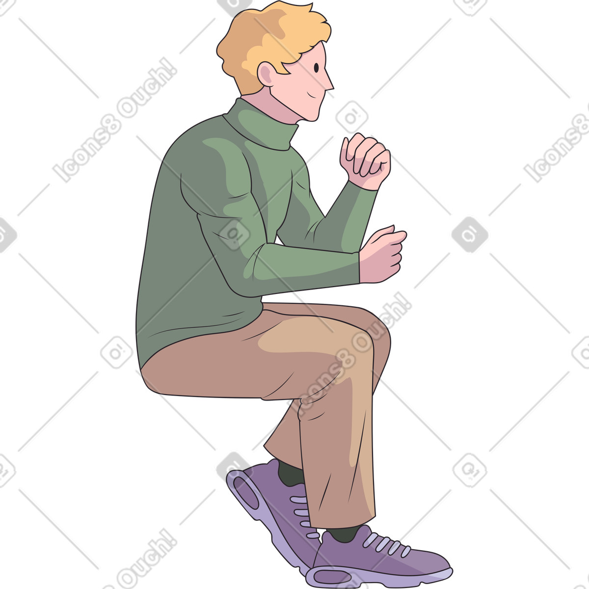 Sitting man with blond hair illustration in Eastwood style download in PNG, SVG