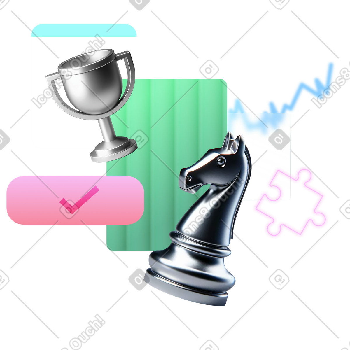 下载 Chromed 风格的 成功的业务战略和增长 插画，支持 PNG、SVG 格式