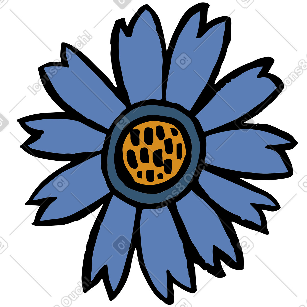 Scandi 스타일의 Blue daisy flower 일러스트레이션 PNG, SVG 다운로드