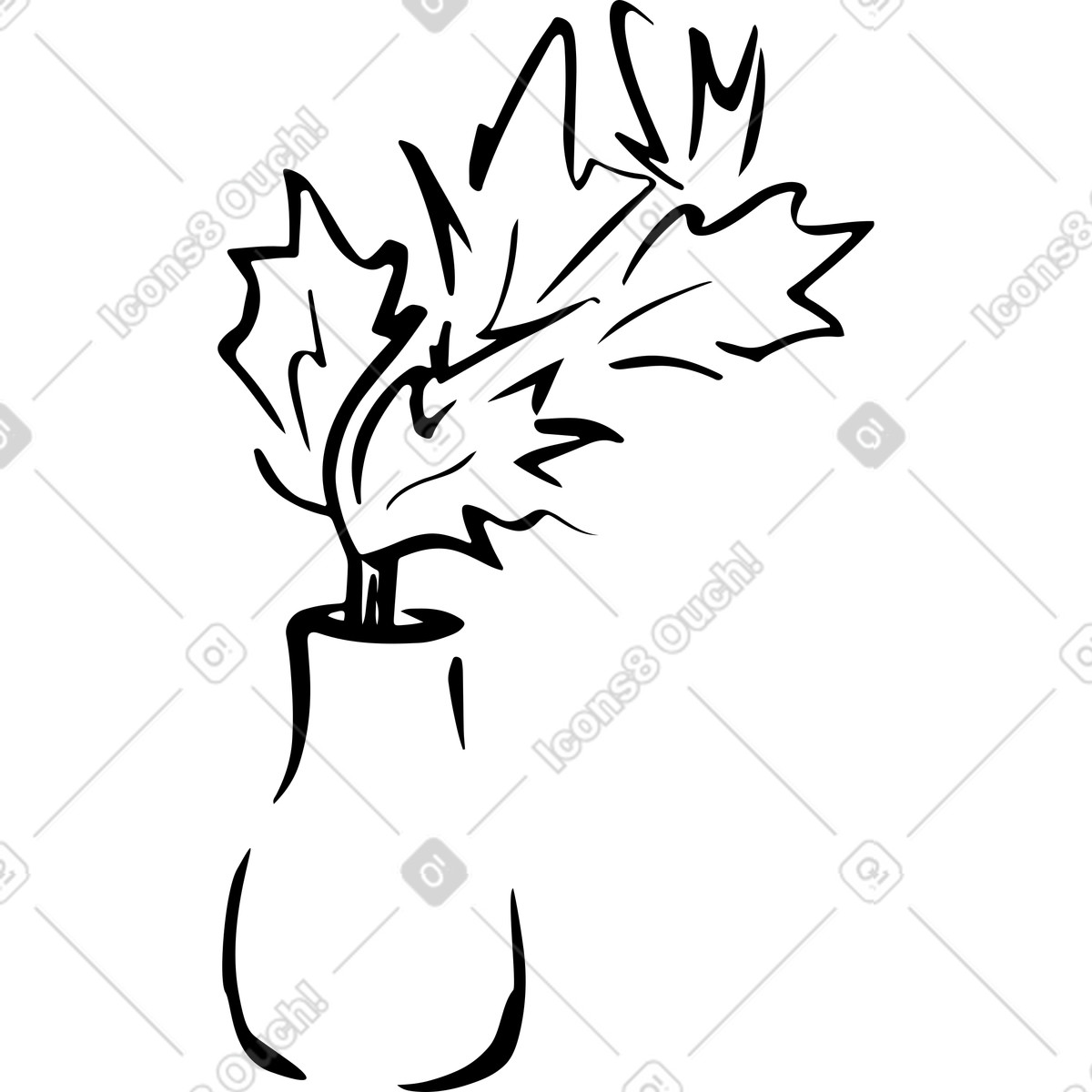 Illustration Vase avec des feuilles d'automne dans le style Line à télécharger aux formats PNG, SVG