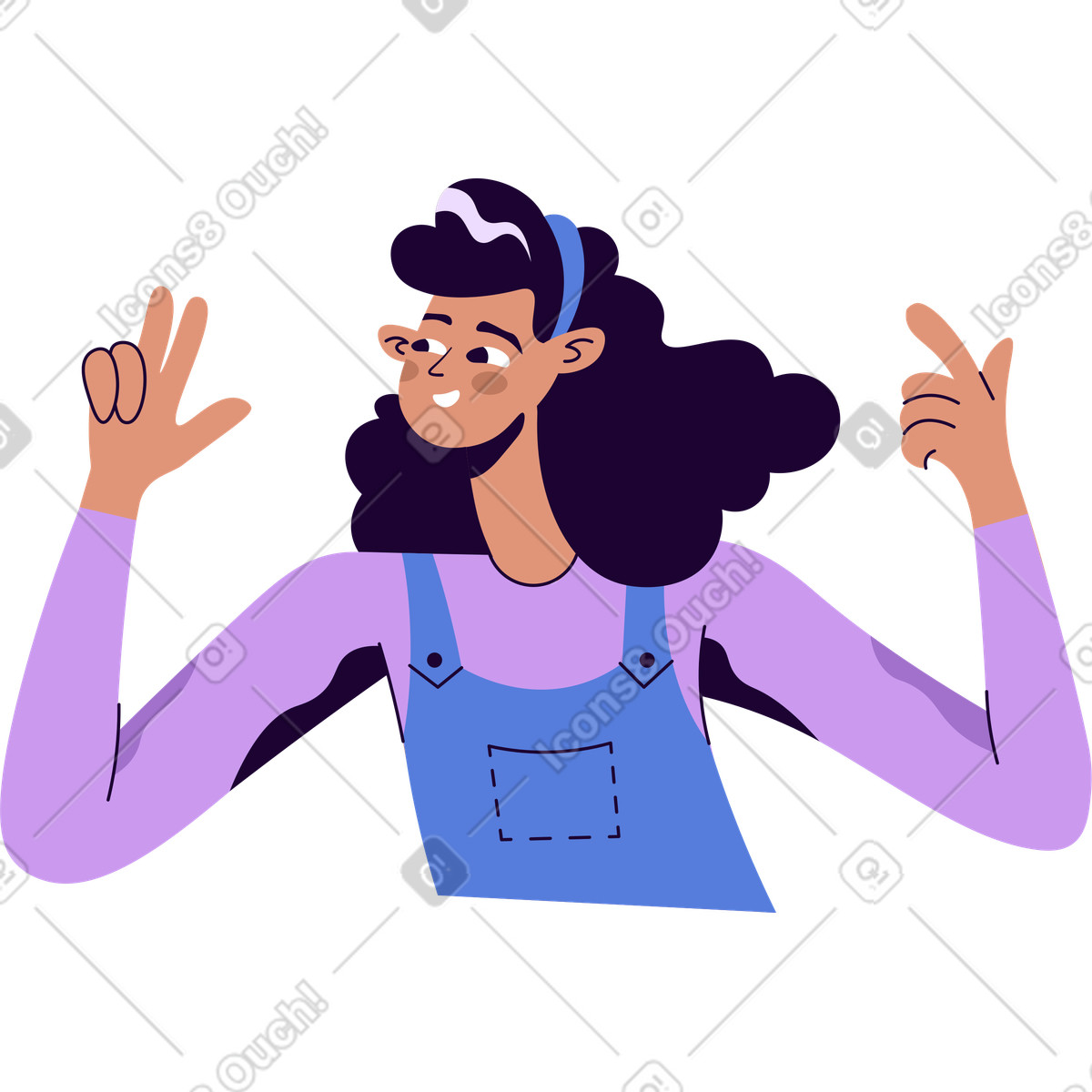 Ilustración Mujer mostrando algo con sus manos en estilo Martina a descargar en PNG y SVG