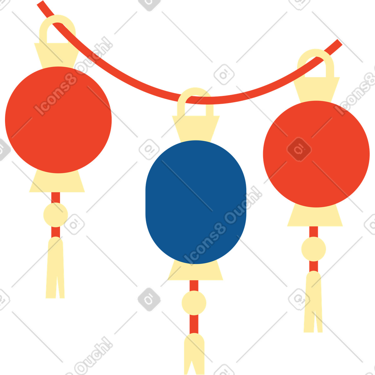 Lanterne cinesi illustrazione in stile Polar scarica in PNG, SVG