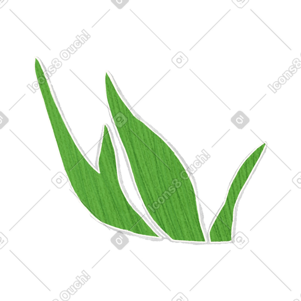 Green stretched leaves illustration in Crafty style download in PNG, SVG