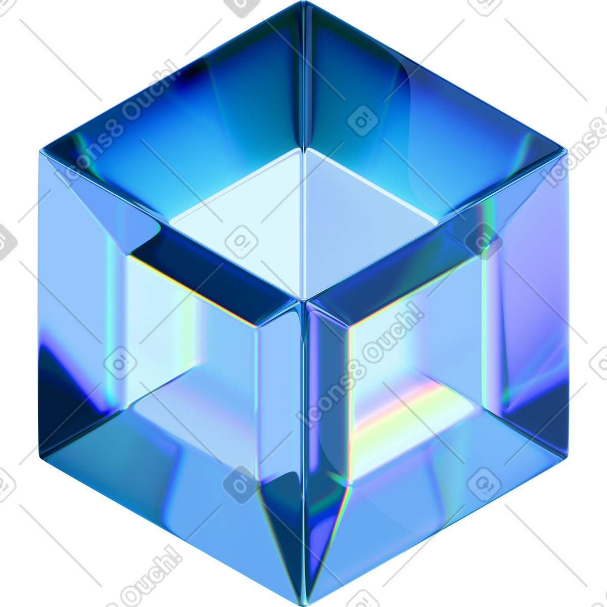 Сhromatic сube animated illustration in 3D Glassy style download in GIF, Lottie (JSON), AE