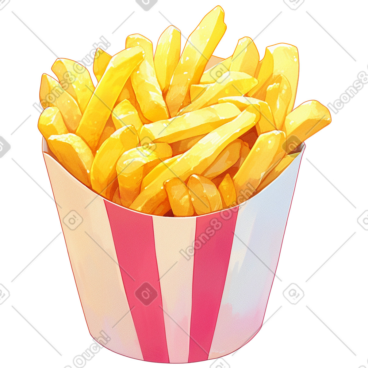 Ilustración French fries en estilo Glazy a descargar en PNG y SVG