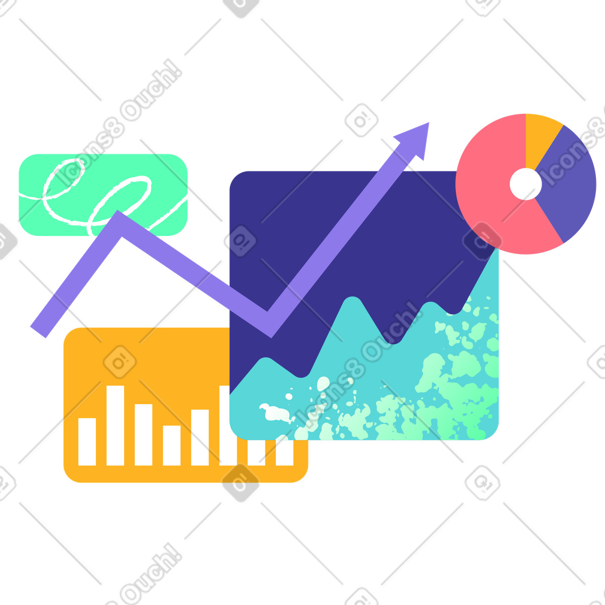 Strategic business growth analytics, Financial analysis and success metrics illustration in Bright style download in PNG, SVG