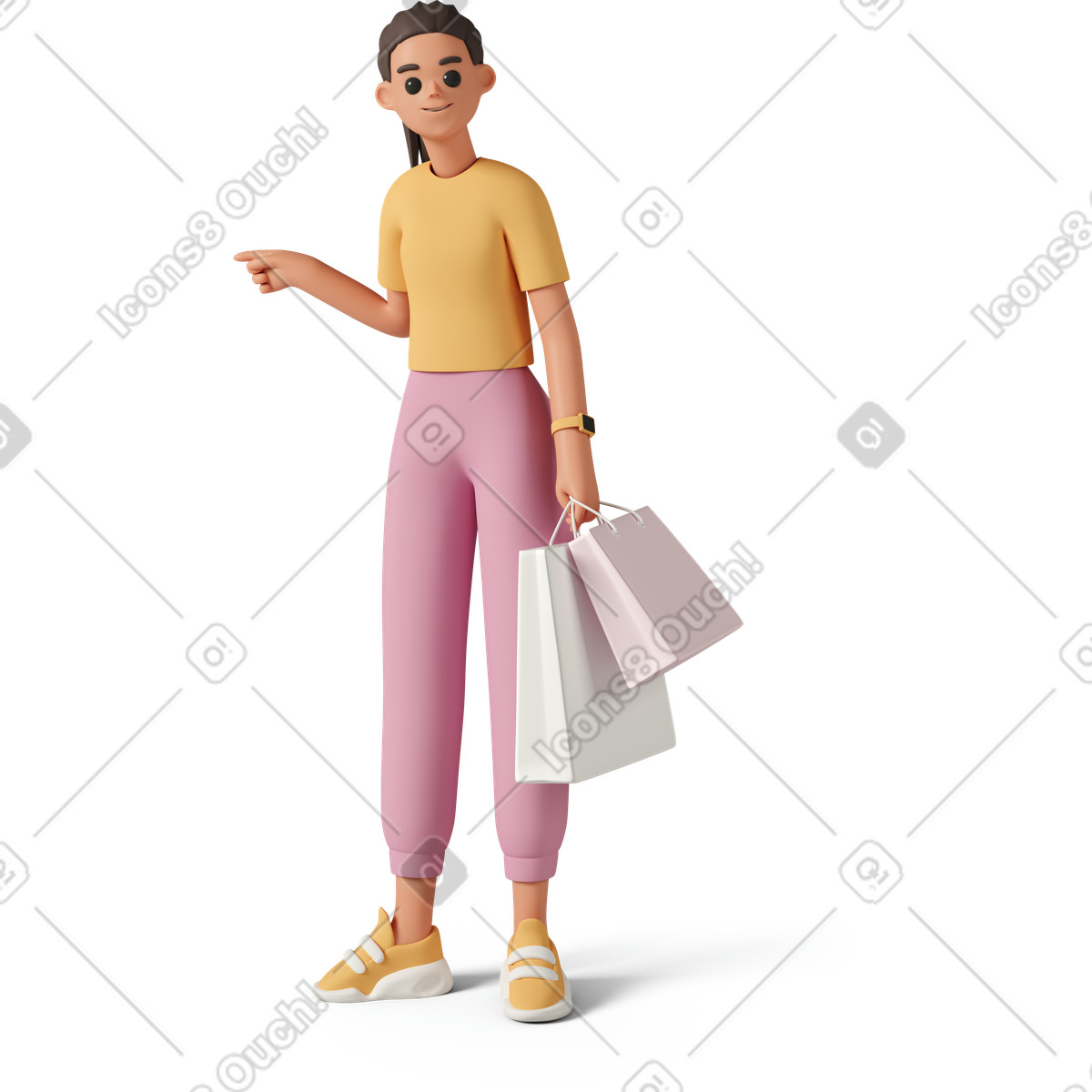 Ilustração de Girl holding shopping bags em no estilo 3D Casual life para baixar em PNG, SVG