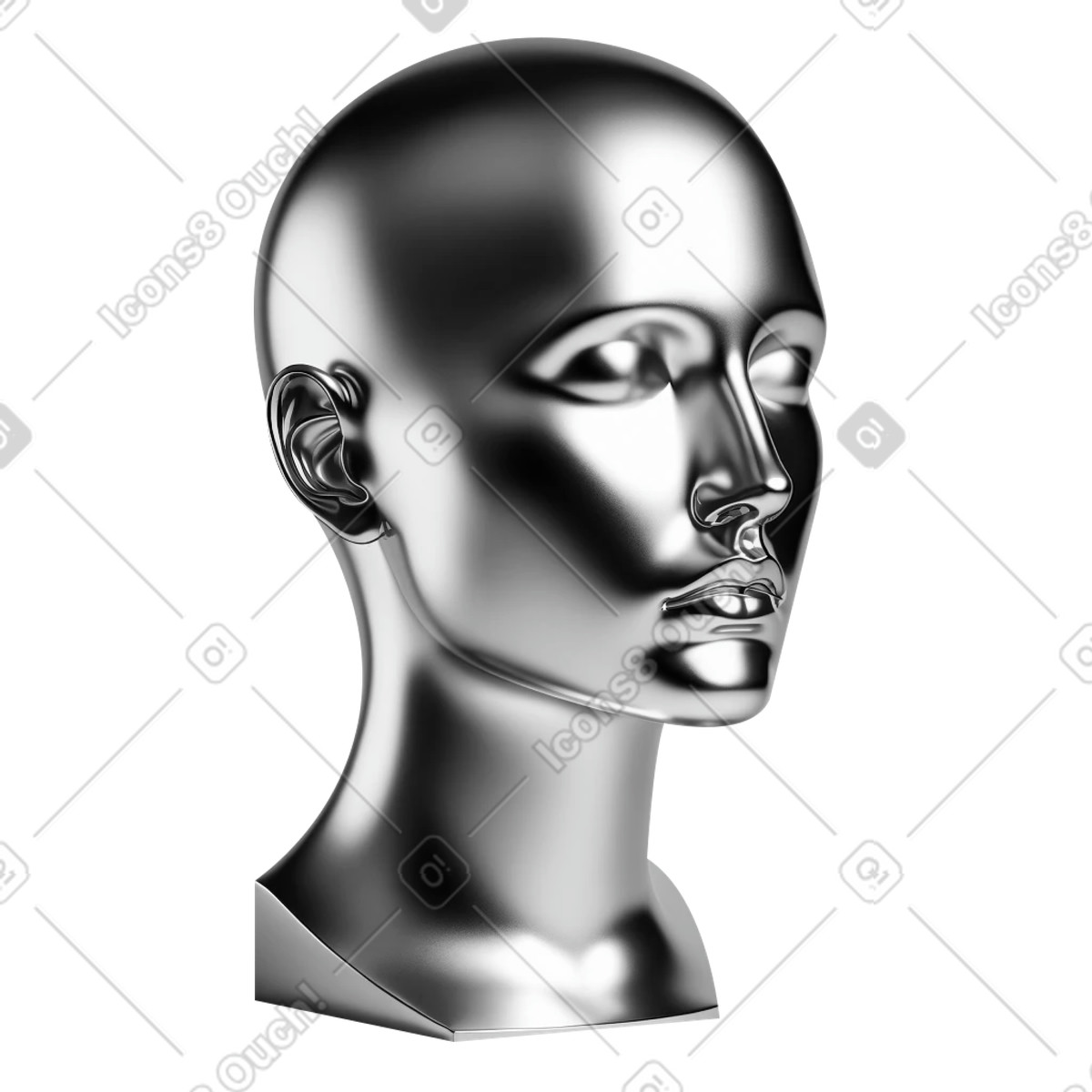 Ilustración Cabeza de maniquí cromada en estilo Chromed a descargar en PNG y SVG