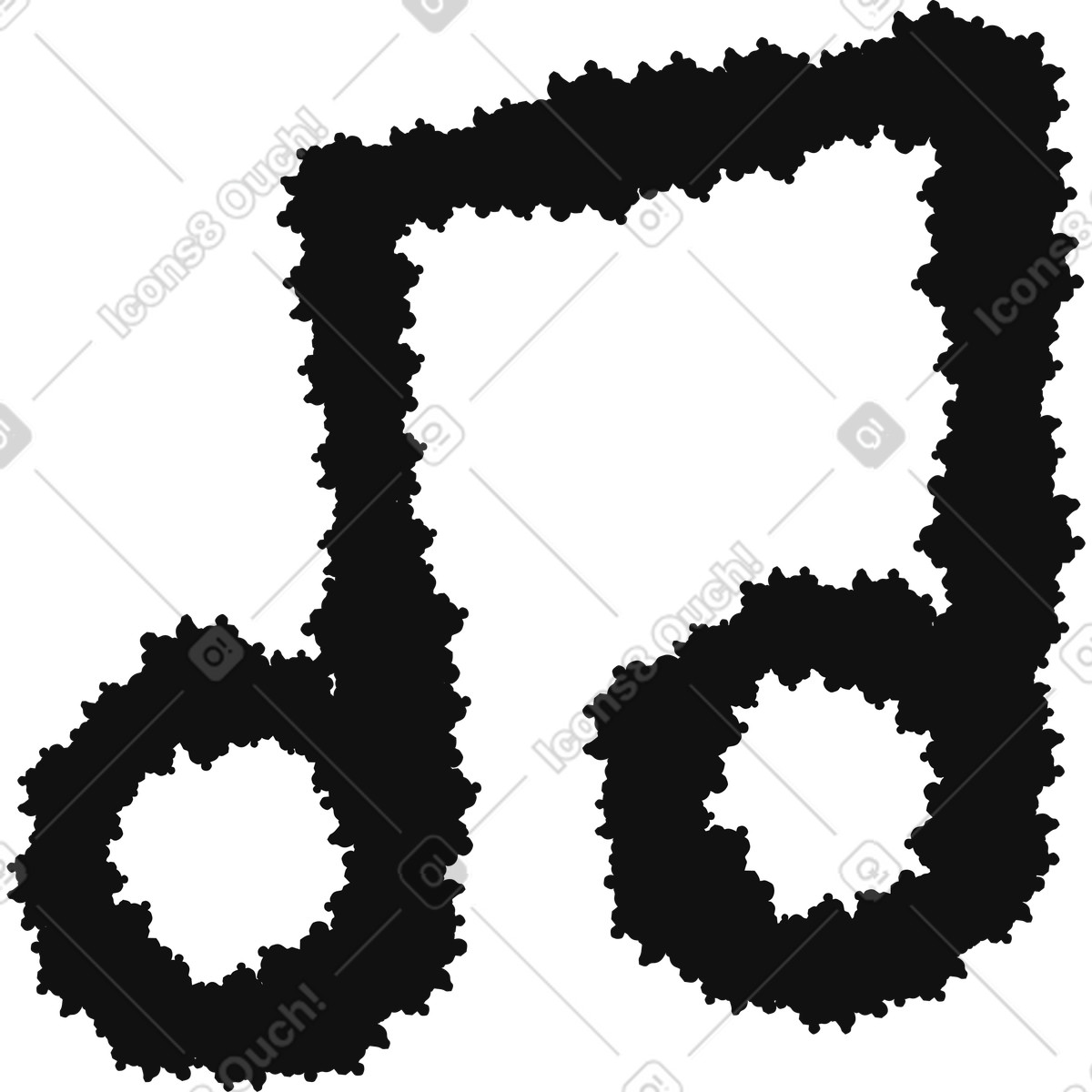 Ilustração de Music note silhouette formed with rough textured grunge edges em no estilo Bold People para baixar em PNG, SVG