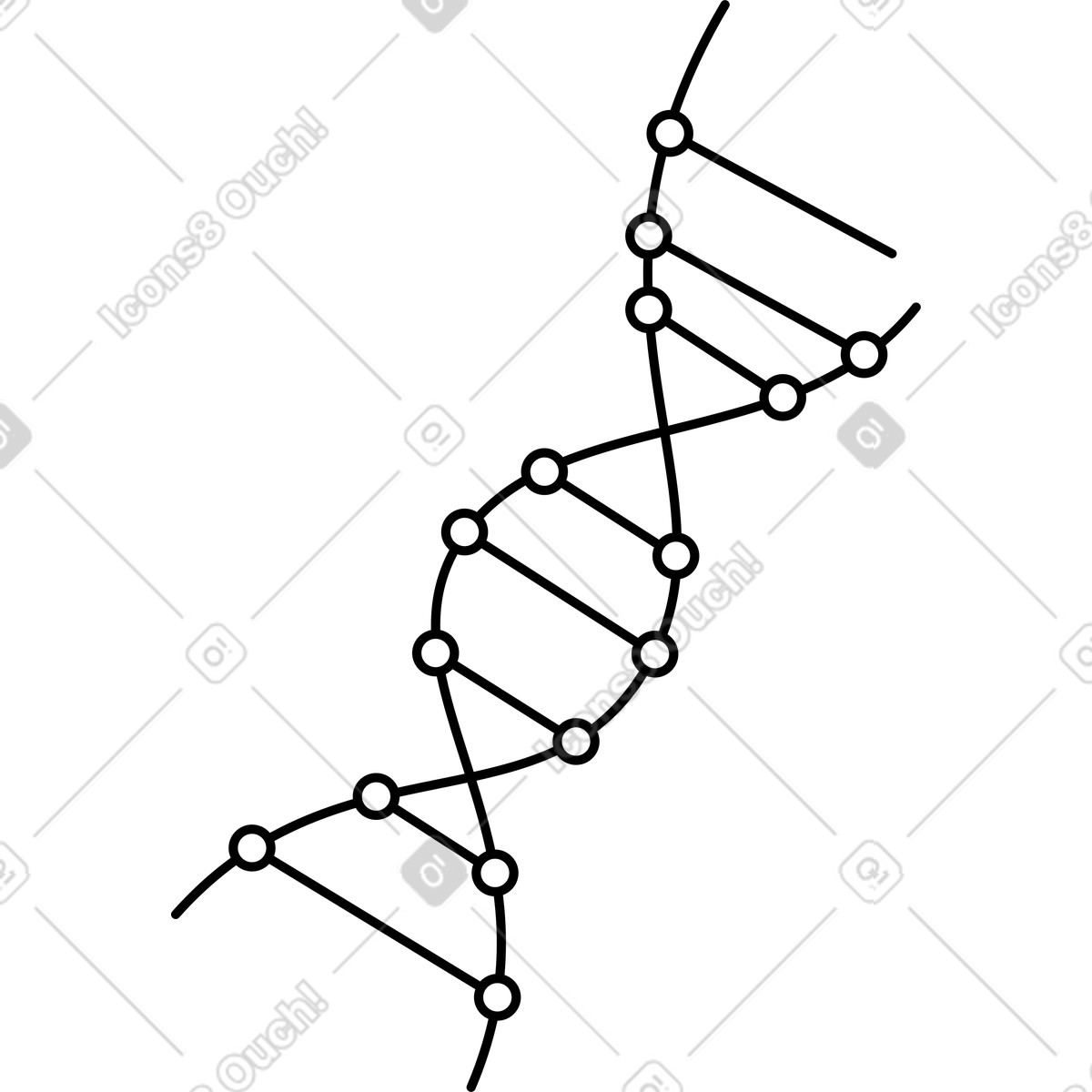 Notion Line Art スタイルの Dna double helix molecule structure with connected nodes and bonds のイラストをPNG、SVG形式でダウンロード