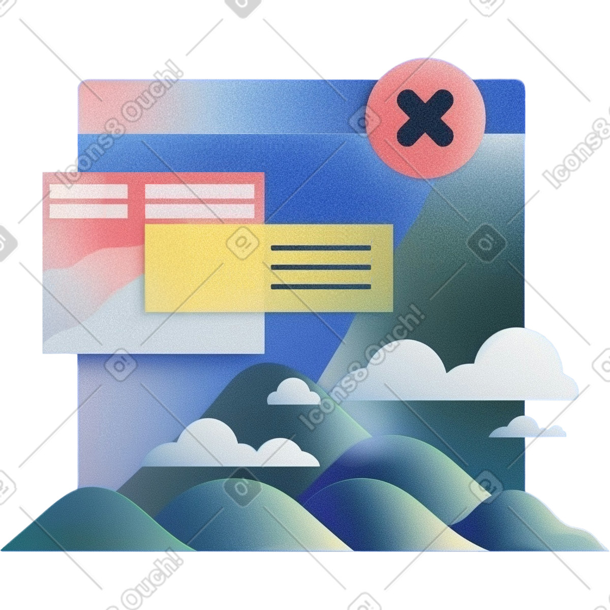 Più finestre del browser illustrazione in stile Grainy scarica in PNG, SVG