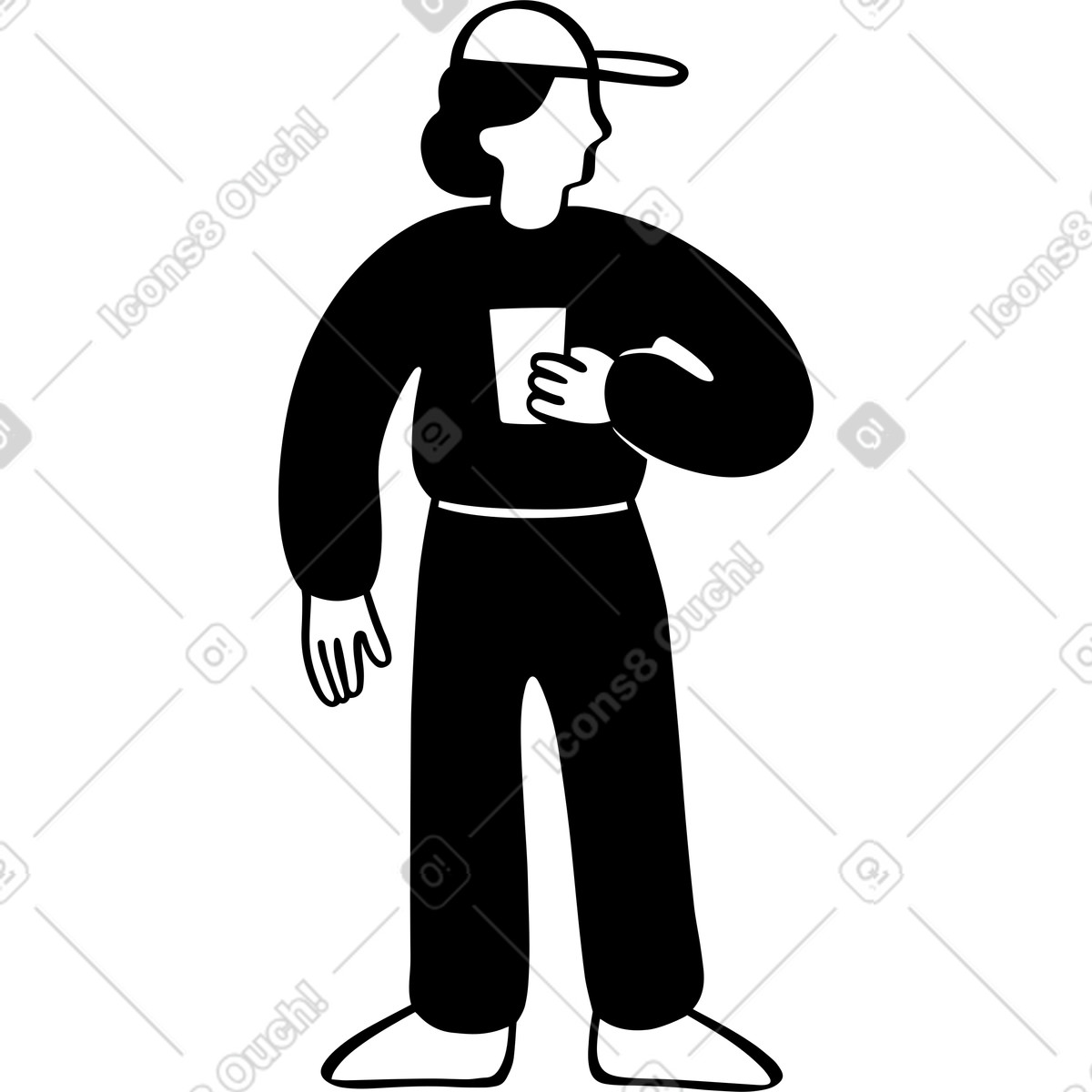 Man in a cap with glass his hand illustration Journal style download PNG, SVG