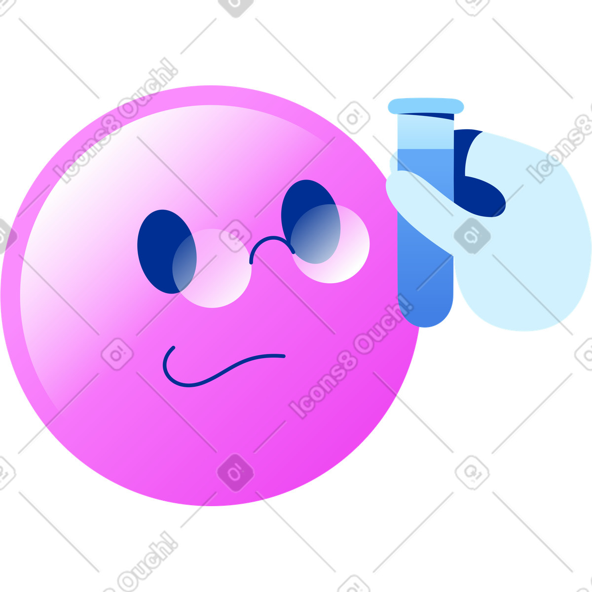 Emoji scientist with flask illustration in Glossy style download in PNG, SVG