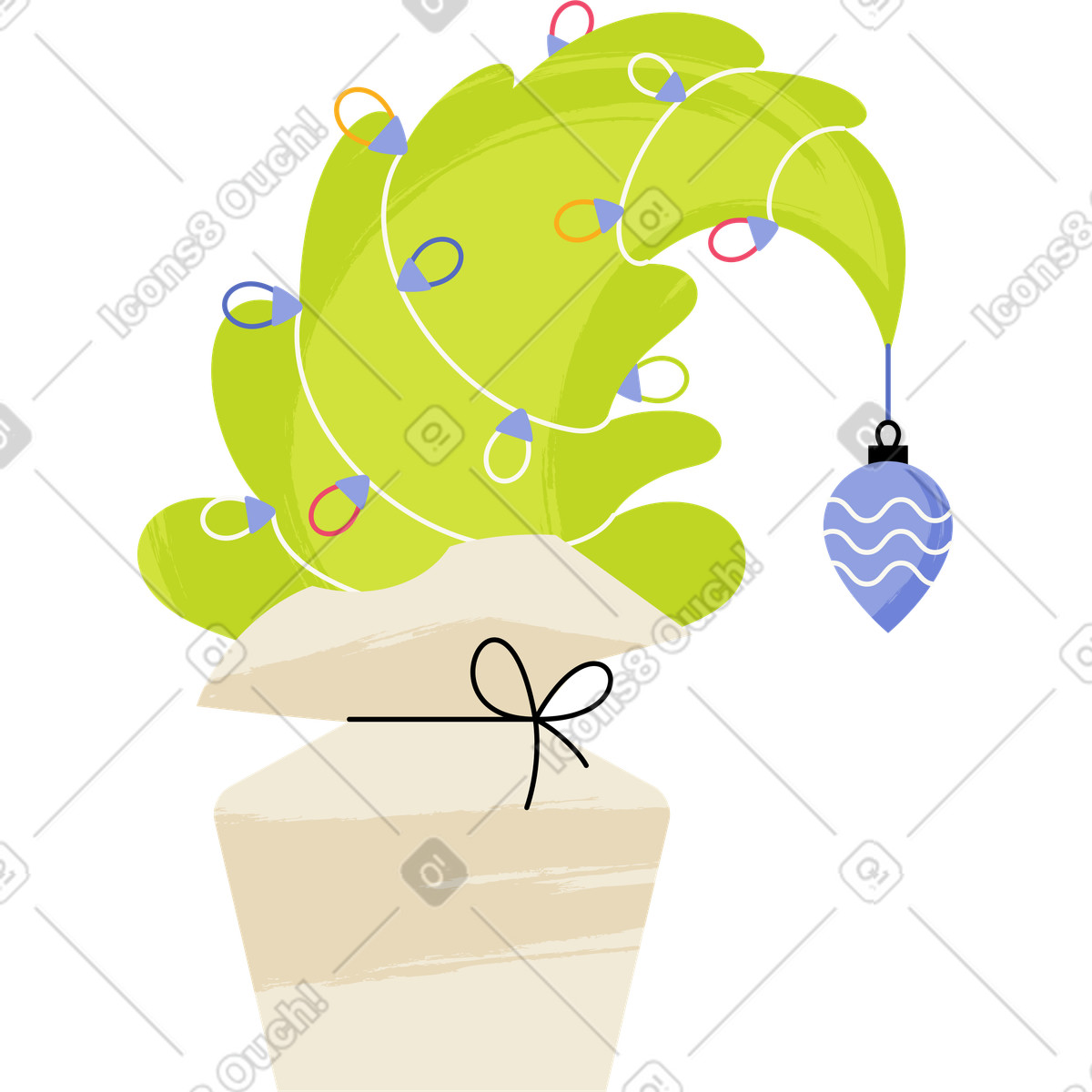 Decorated spruce branch illustration in Juicy style download in PNG, SVG