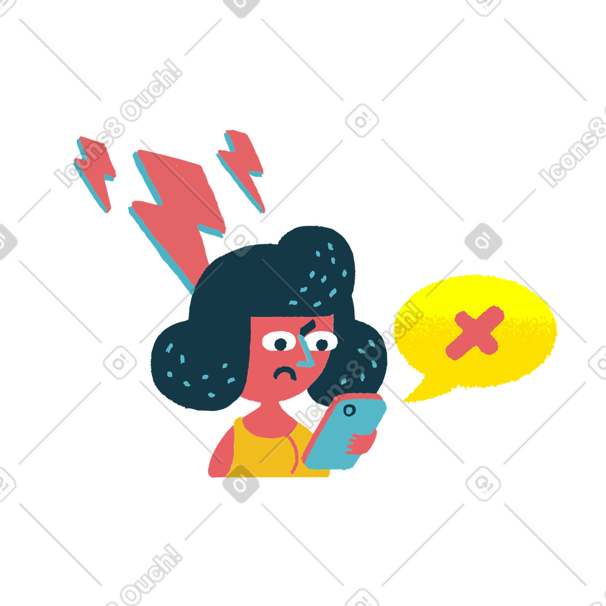 Ilustração de Internet connection problem notification, Mobile network issue or no em estilo Flamenco para baixar em PNG, SVG