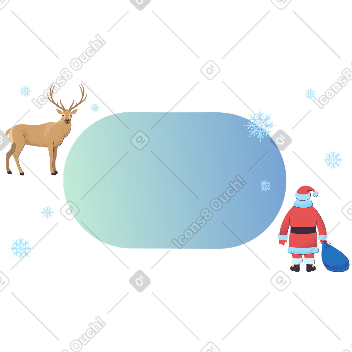 Christmas deer and santa background illustration in Pale style download in PNG, SVG